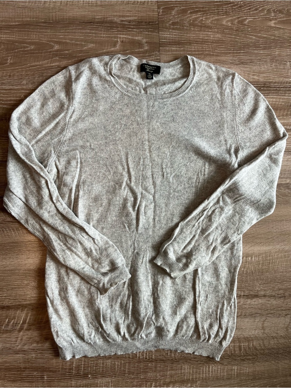 Charter Club Luxury 100% Cashmere Crew Neck Sweater Womens XL Light Grey